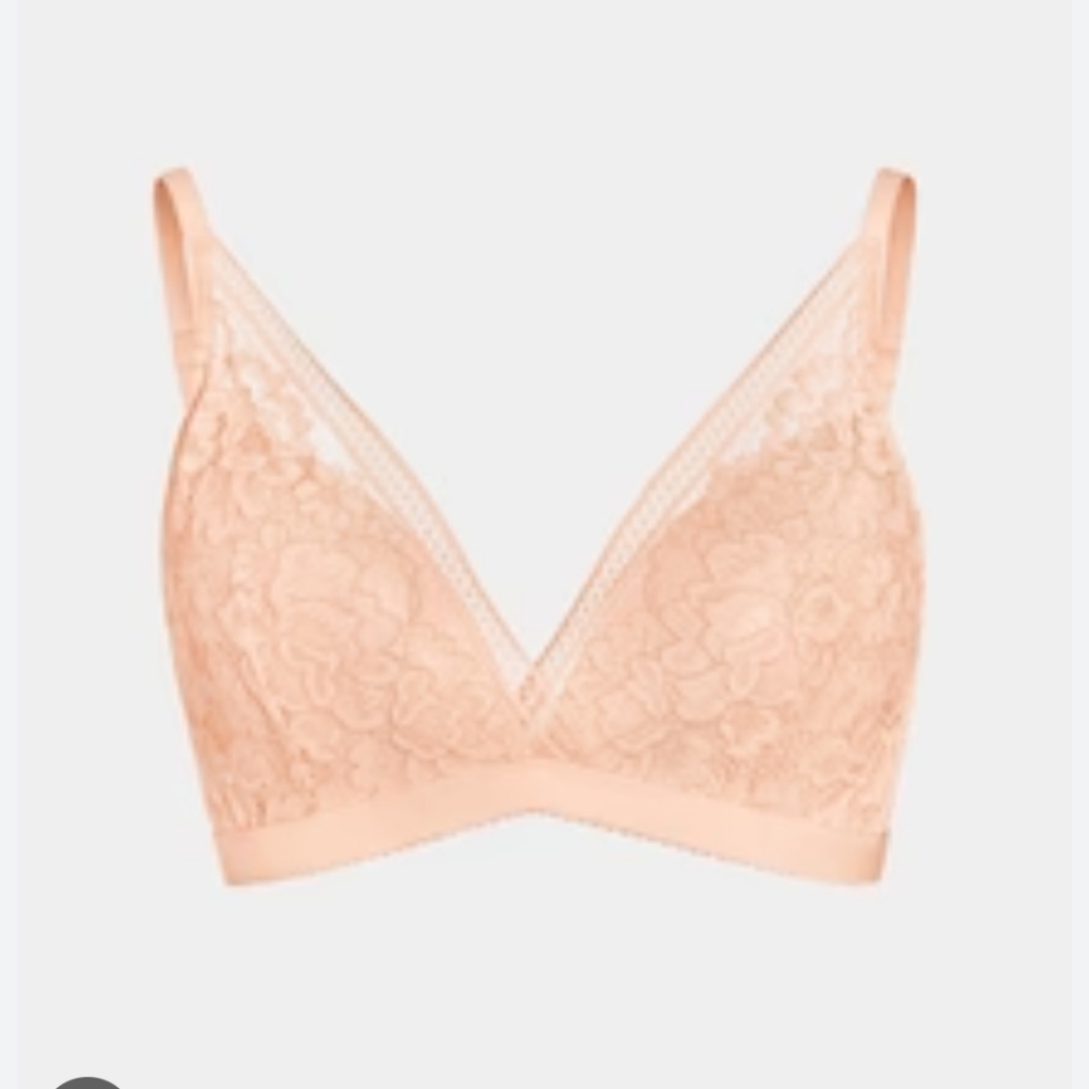 Knix V-Neck Lace Bra in Soft Peach
